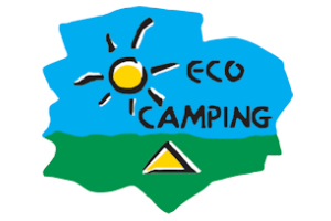 Logo of Eco Camping with a sun illustration and a tent graphic