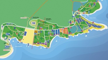 Kaart van een camping op het eiland Cres